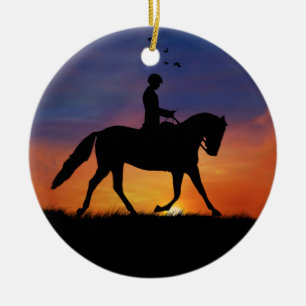 Décoration En Céramique Beau Dressage Horse et Rider