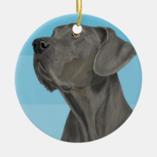 Décoration En Céramique Beau great dane gris sur le bleu