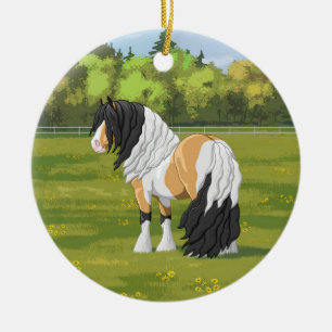 Décoration En Céramique Beau Pinto Pinto Gypsy Vanner Cheval de Beau