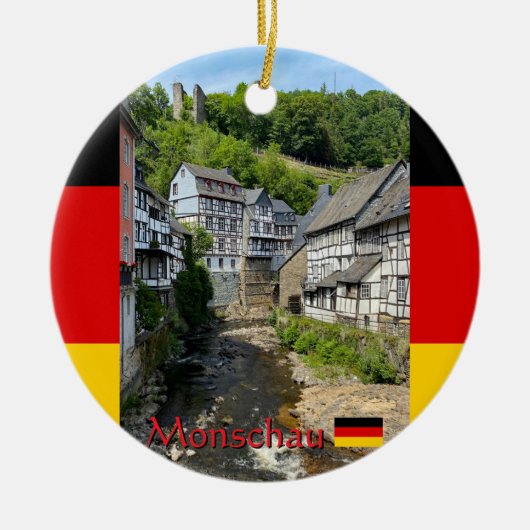 Décoration En Céramique Beau village allemand Monschau en été (Devant)
