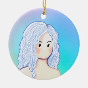 Décoration En Céramique Beauté des cheveux en argent