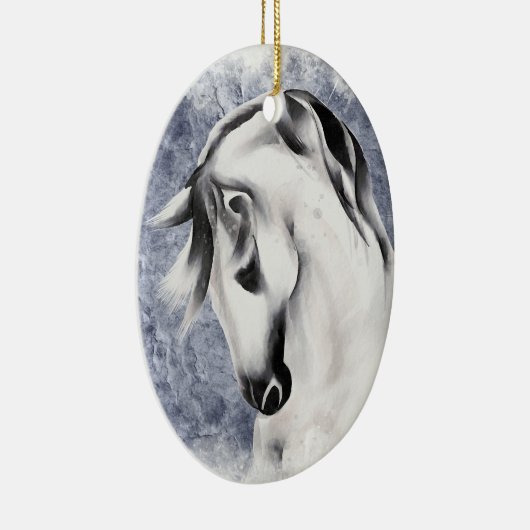 Décoration En Céramique Beauté personnalisée Cheval gris blanc Noël (Droite)