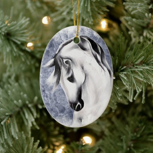Décoration En Céramique Beauté personnalisée Cheval gris blanc Noël (Arbre)