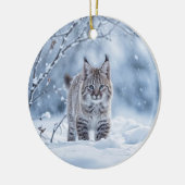 Décoration En Céramique Beautiful Bobcat in Snow Christmas (Gauche)