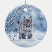Décoration En Céramique Beautiful Bobcat in Snow Christmas (Dos)