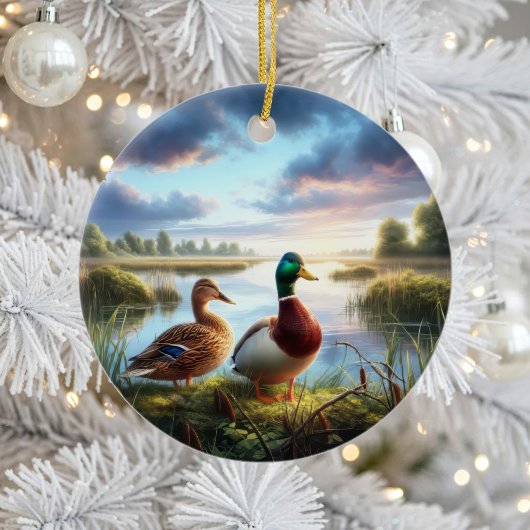Décoration En Céramique Beautiful Mallard Ducks Keepsake