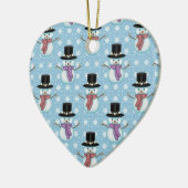 Décoration En Céramique Beaux Snowmen sur Motif bleu pâle (Gauche)