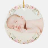 Décoration En Céramique Bébé 1er Noël Blush Floral Elephant (Dos)