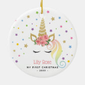 Décoration En Céramique Bébé 1er Noël Magique Girly Unicorn & Stars (Dos)