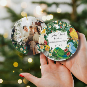 Décoration En Céramique Bébé 1er Noël Perroquets exotiques tropicaux