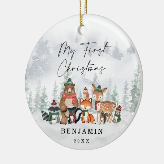 Décoration En Céramique Bébé 1er Noël Snowy Winter Woodland (Gauche)