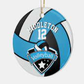 Décoration En Céramique 🏐 Bébé Bleu, Blanc & Noir Personnaliser le volley (Gauche)