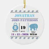 Décoration En Céramique Bébé bleu mignon Eléphant Faire-part de naissance (Devant)