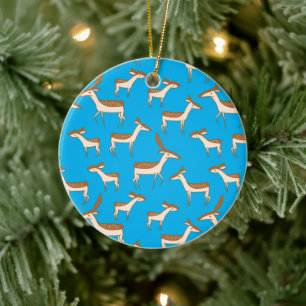Décoration En Céramique Bébé cerf et famille sur Sky Blue