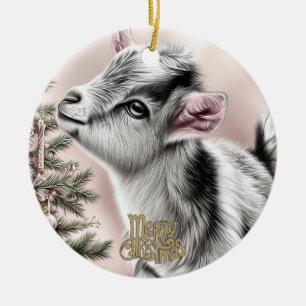 Décoration En Céramique Bébé chèvre Noël 13 et VOTRE PHOTO