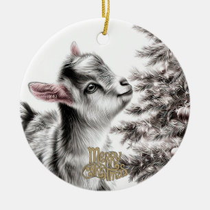 Décoration En Céramique Bébé chèvre Noël 17 et VOTRE PHOTO