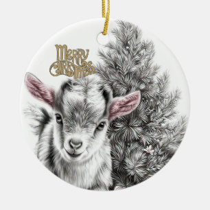 Décoration En Céramique Bébé chèvre Noël 18 et VOTRE PHOTO