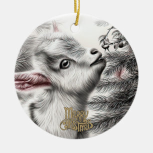 Décoration En Céramique Bébé chèvre Noël 7 et VOTRE PHOTO