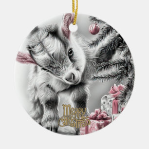 Décoration En Céramique Bébé chèvre Noël 9 et VOTRE PHOTO