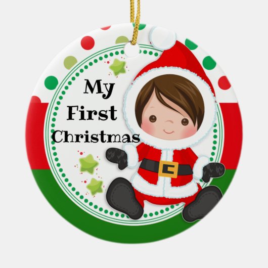 Décoration En Céramique Bébé de Père Noël mon premier ęr Noël (Devant)