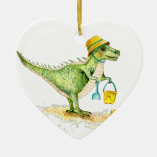 Décoration En Céramique Bébé Dinosaure T-Rex sur la plage
