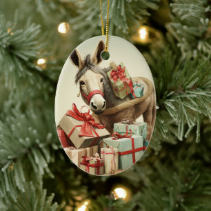 Décoration En Céramique Bébé Donkey Family Orament, Amateurs d'âne Cadeaux