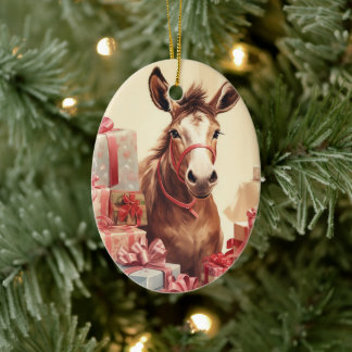 Décoration En Céramique Bébé Donkey Family Orament, Amateurs d'âne Cadeaux