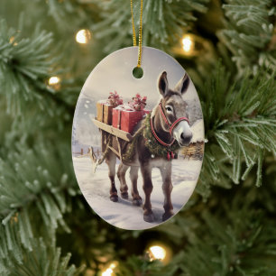 Décoration En Céramique Bébé Donkey Family Orament, Amateurs d'âne Cadeaux