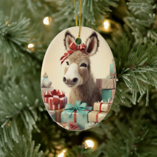 Décoration En Céramique Bébé Donkey Family Orament, Amateurs d'âne Cadeaux