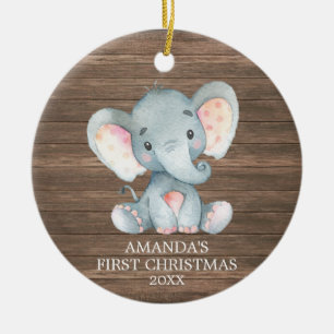 Décoration En Céramique Bébé Eléphant Cute Rustique Premier Noël