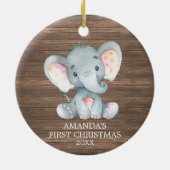 Décoration En Céramique Bébé Eléphant Cute Rustique Premier Noël (Dos)