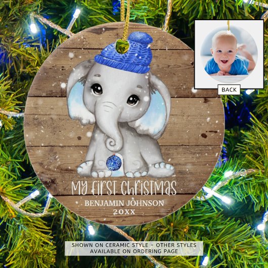 Décoration En Céramique Bébé Eléphant mignon PREMIER NOËL Rustique