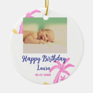 Décoration En Céramique Bébé enfants 1er anniversaire ajouter le nom date