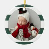 Décoration En Céramique Bébé First Christmas Modern Green Stripes (Devant)