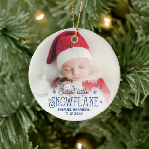 Décoration En Céramique Bébé flocon de neige le plus mignon premier Noël