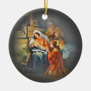 Décoration En Céramique Bébé Jésus, Marie et Joseph~La Sainte Famille~Ange