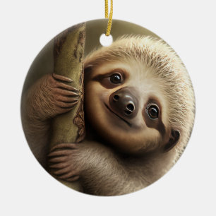 Décoration En Céramique Bébé mignon Sloth Souriant Faune Nature Animal