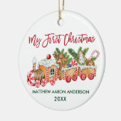 Décoration En Céramique Bébé Mon premier Noël Gingerbread Train Rouge (Gauche)