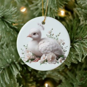 Décoration En Céramique Bébé paon adorable & Fleurs : le délice de la natu