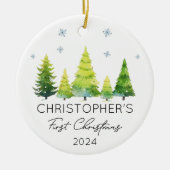 Décoration En Céramique Bébé personnalisé First Christmas Festive Tree (Devant)