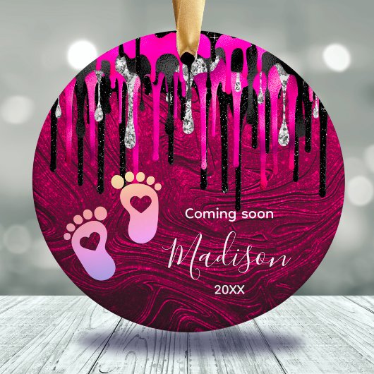 Décoration En Céramique Bébé premier Noël rose chaud parties scintillant n