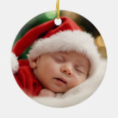 Décoration En Céramique Bébé Premier Noël Snowman Photo (Dos)