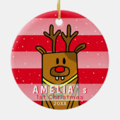 Décoration En Céramique Bébé rose rouge cerf mou`s premier Noël (Dos)