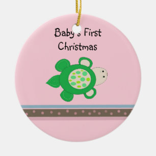 Décoration En Céramique Bébé Tortue Verte Premier Noël