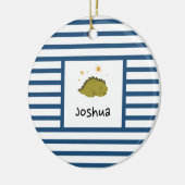 Décoration En Céramique Bébé vert Sleepy Dino | Dark Blue Stripe Modern (Gauche)