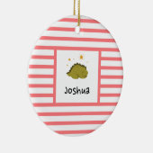 Décoration En Céramique Bébé vert Sleepy Dino | Red Stripe Modern (Droite)