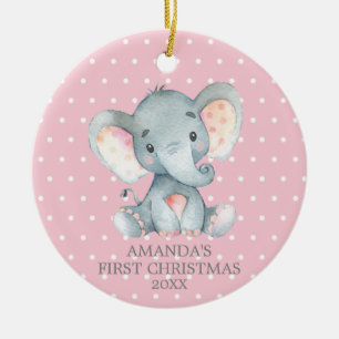 Décoration En Céramique Bébée adorable Eléphante Première Fille de Noël ro