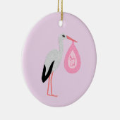 Décoration En Céramique Bébée rose jolie cigogne (Droite)