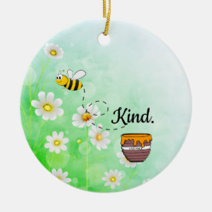 Décoration En Céramique Bee kind honey floral green insect