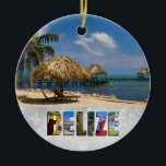 Décoration En Céramique Belize San Pedro Beach Ambergris Caye Noël<br><div class="desc">Affichez votre amour pour le pays de Belize ce Noël avec ce voyage tropical de Noël ornement avec une belle photo de la plage et de l'océan dans la ville de San Pedro à Ambergris Caye!</div>